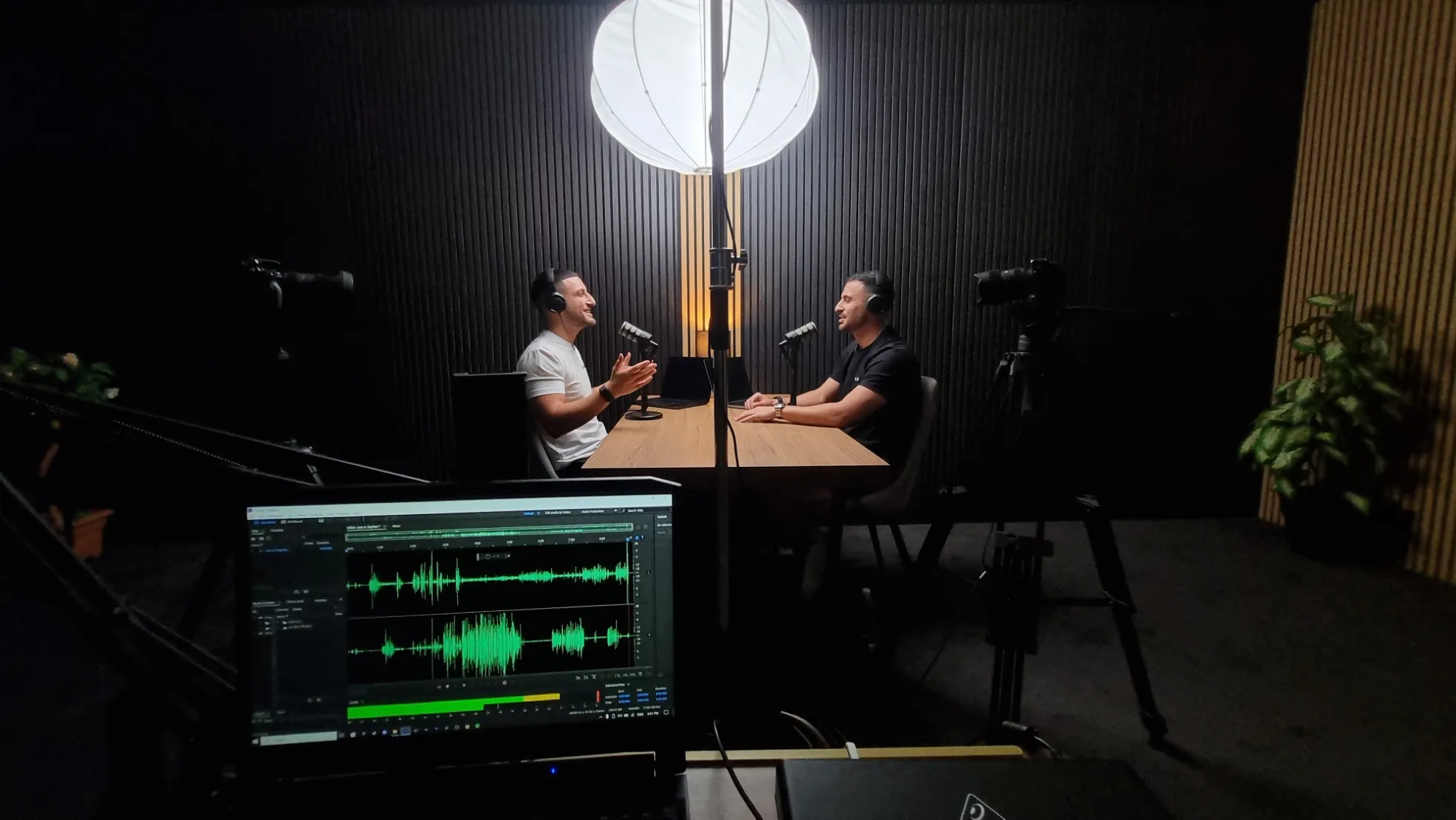 VV Podcast Studio gallery image showing the main set with lighting