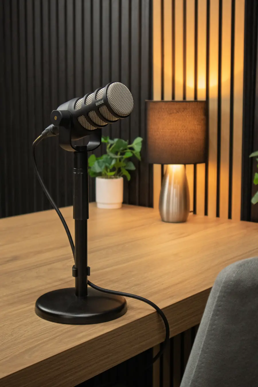 VV Podcast Studio interior with lights and set pieces