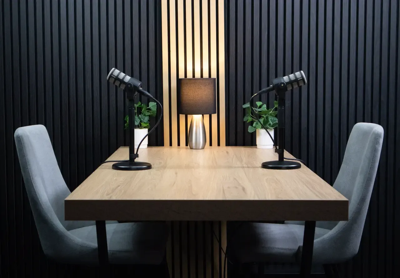 VV Podcast Studio gallery image of a seated recording area