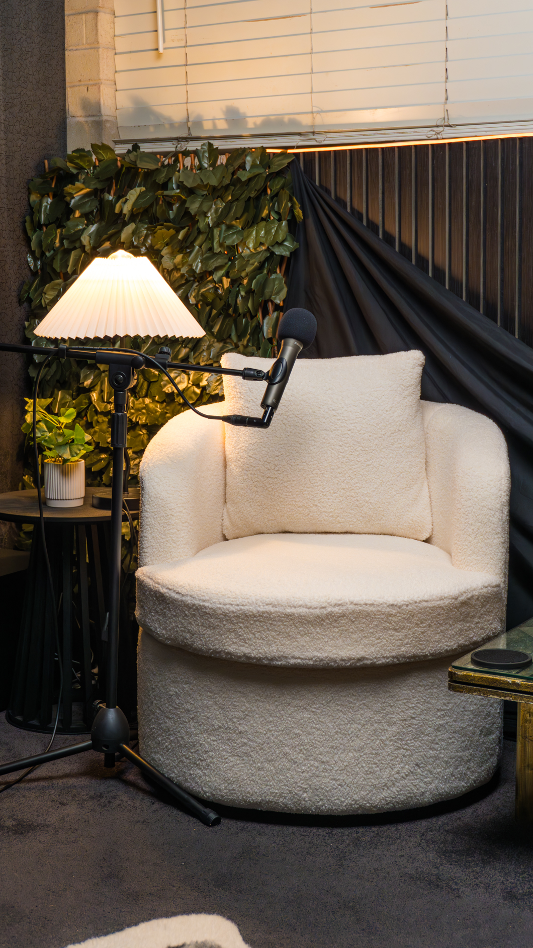 VV Podcast Studio gallery image showing the armchair setup