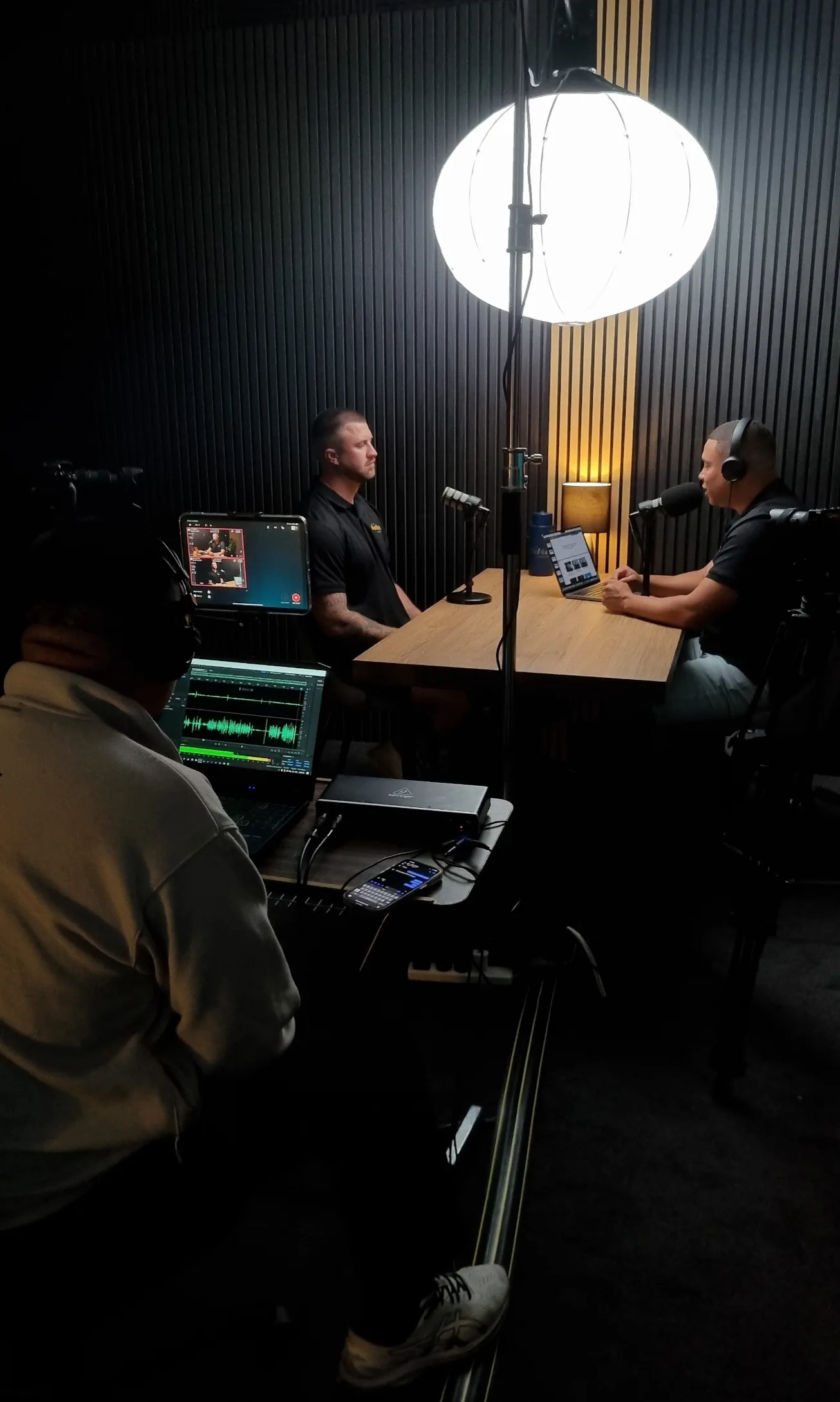 Entry side view of the VV Studios podcast recording space in Sydney